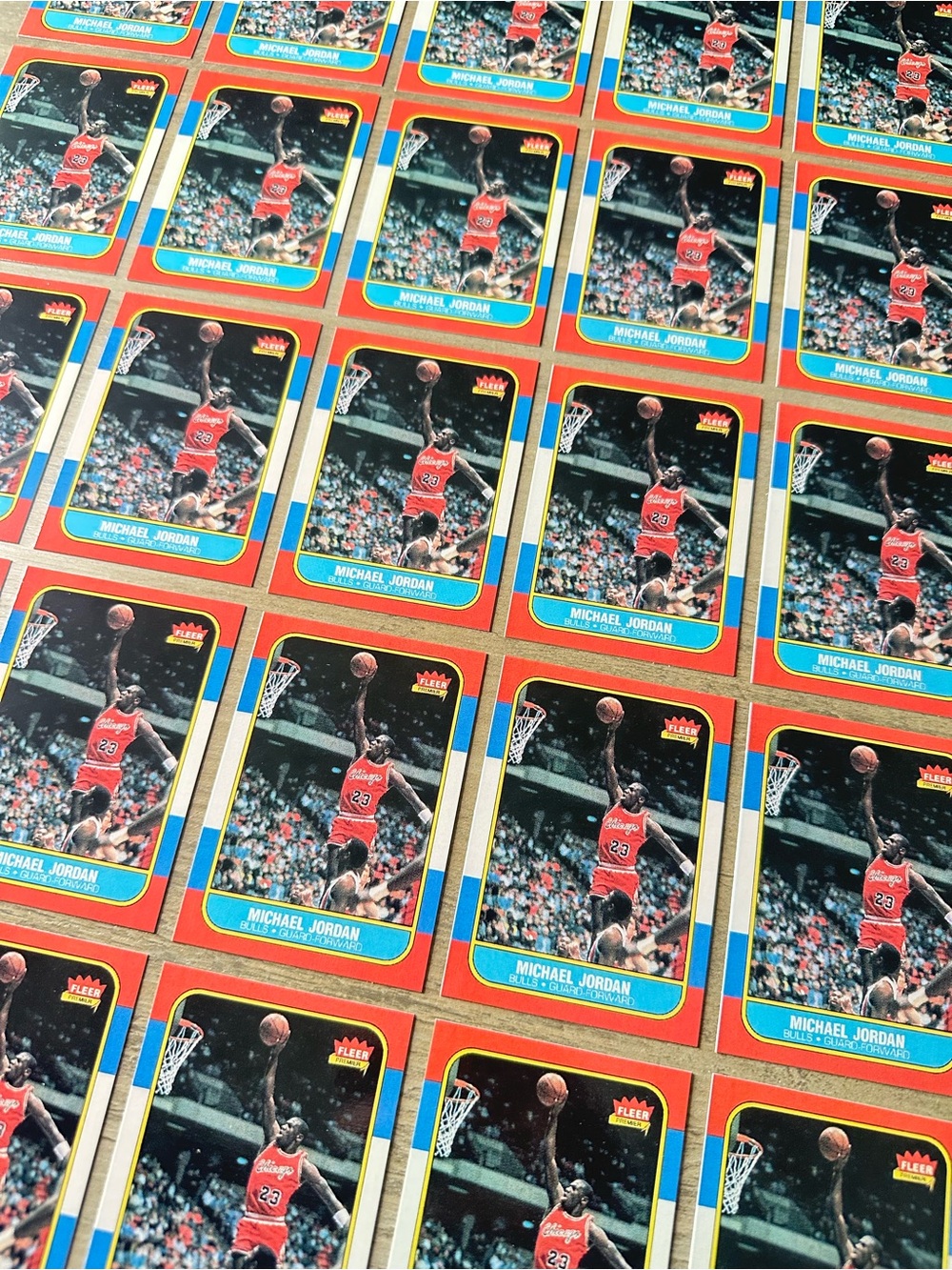 Michael Jordan Rookie Lot of (100) 1986 Fleer #57 Novelty Cards. Chicago Bulls.